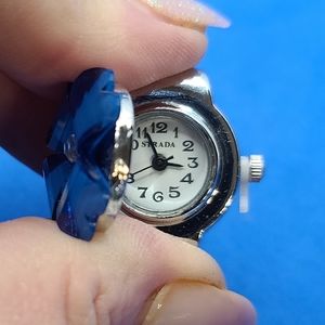 NWT Strada White Crystal Blue Resin Ring/Watch
